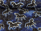 Cotton Jersey Glow in the Dark Unicorns on Blue / Night Blue "Luminous"