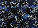Cotton Jersey Glow in the Dark Unicorns on Blue / Night Blue "Luminous"