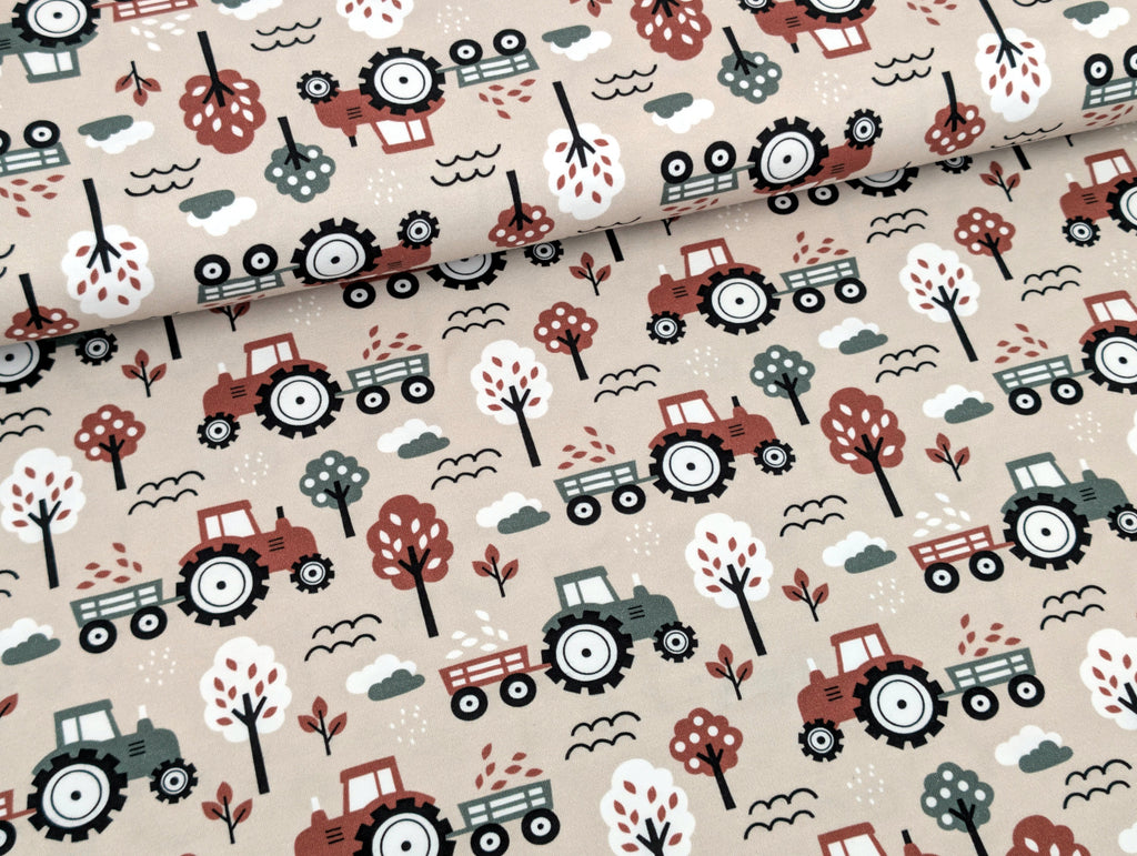 In-house production Cotton Jersey Little Dino on Green