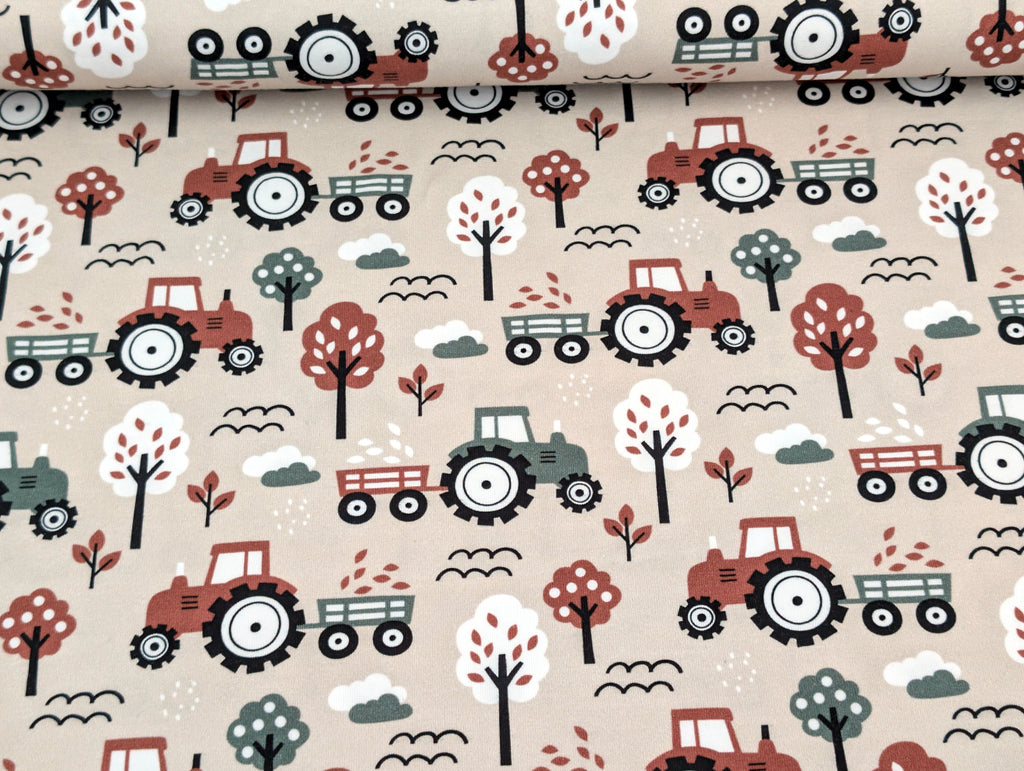 In-house production Cotton Jersey Little Dino on Green