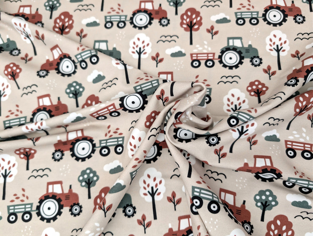 In-house production Cotton Jersey Little Dino on Green