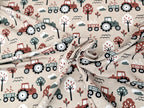 In-house production Cotton Jersey Little Dino on Green