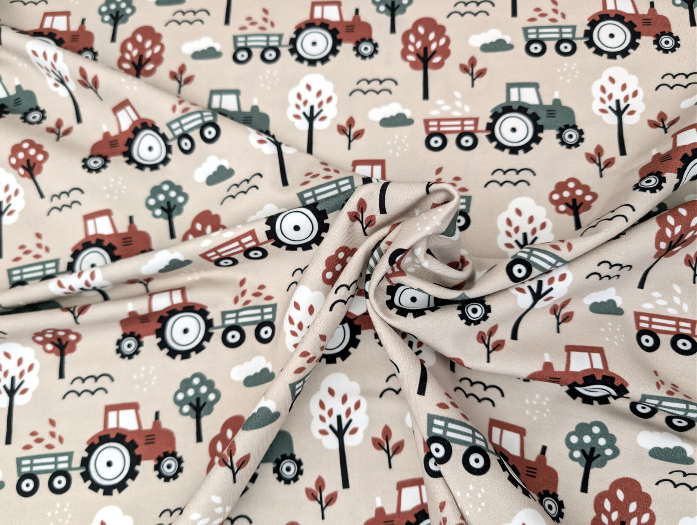 In-house production Cotton Jersey Little Dino on Green