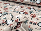 In-house production Cotton Jersey Little Dino on Green