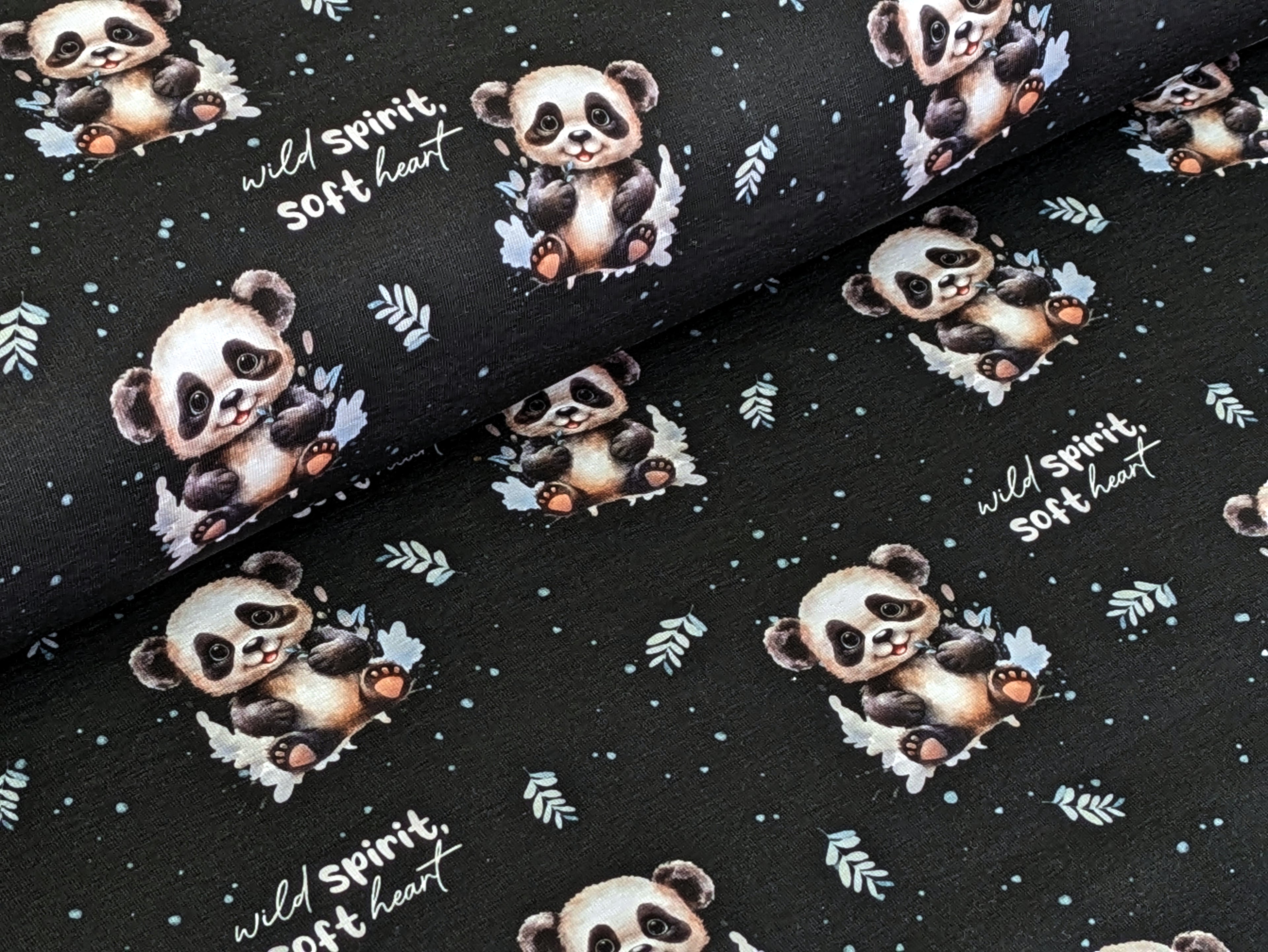 In-house production cotton jersey panda bear on anthracite -N-