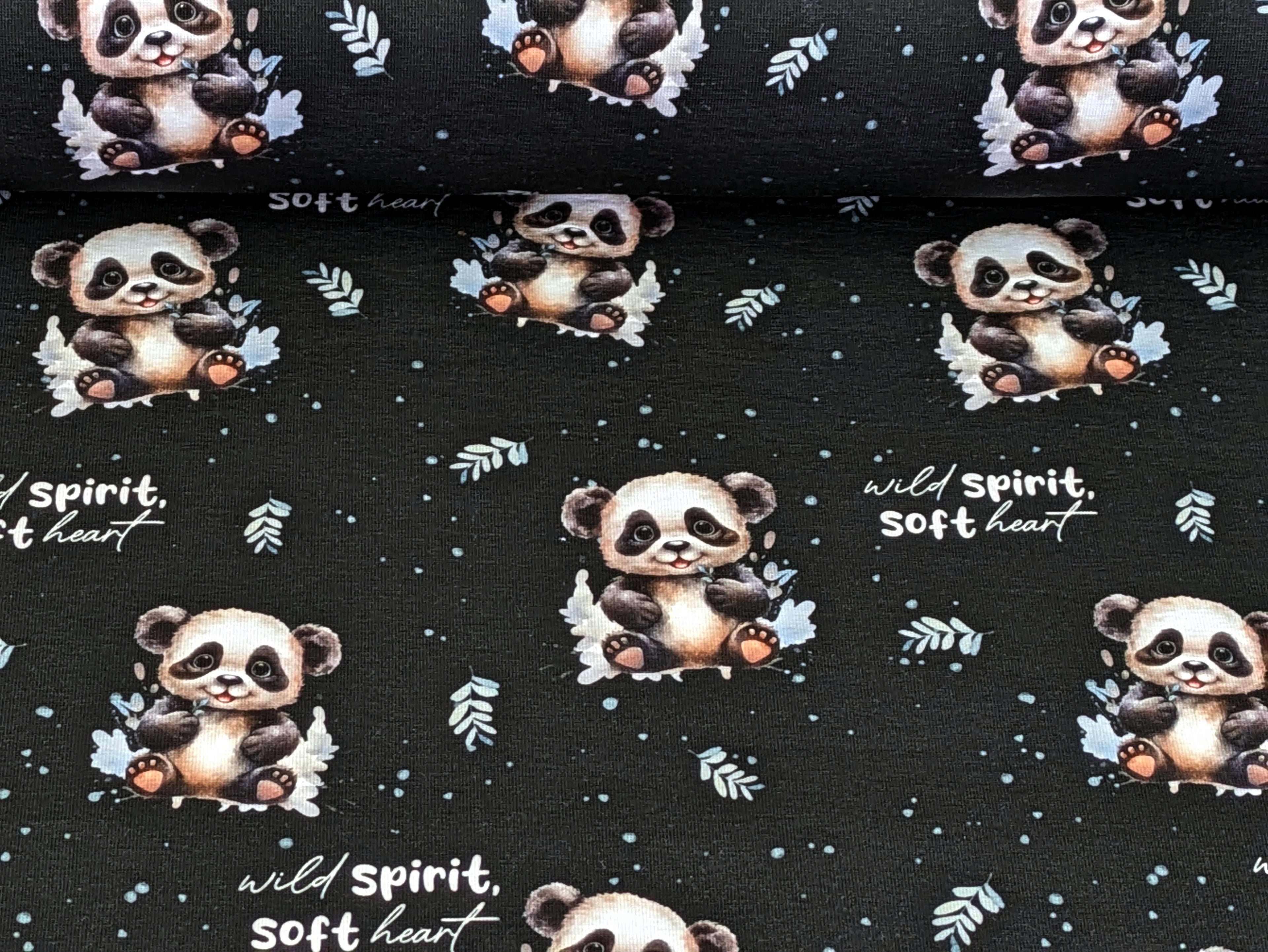 In-house production cotton jersey panda bear on anthracite -N-