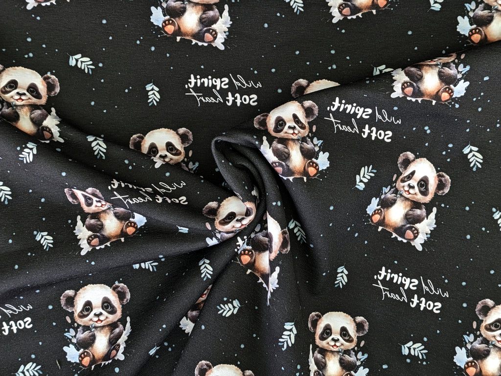 In-house production cotton jersey panda bear on anthracite -N-