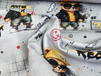 Eigenproduktion Baumwolljersey Just Be Cool Bär auf Hellgrau