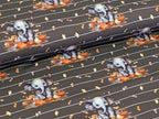 Eigenproduktion Baumwolljersey Elefant mit Schmetterling auf Braun/Grau