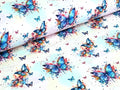 Eigenproduktion Baumwolljersey Regenbogen Schmetterling auf Hellrosa