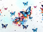 Eigenproduktion Baumwolljersey Regenbogen Schmetterling auf Hellrosa