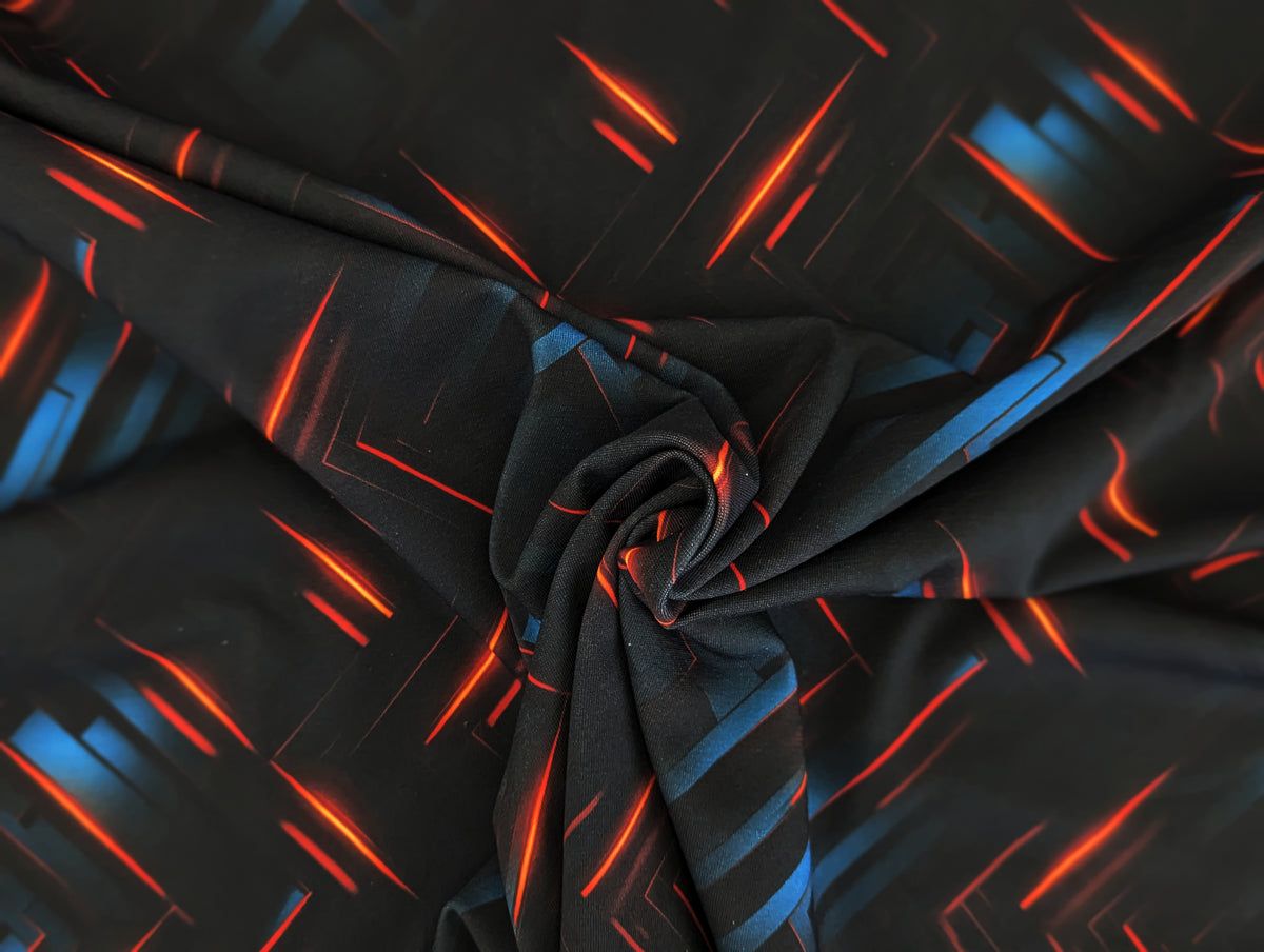 Eigenproduktion Baumwolljersey 3D Blocks auf Schwarz