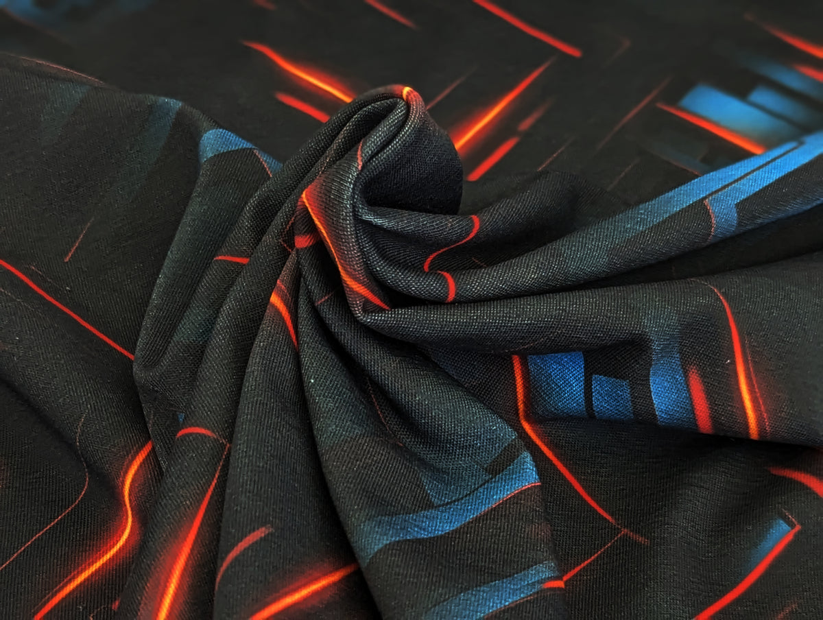 Eigenproduktion Baumwolljersey 3D Blocks auf Schwarz