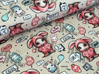 Eigenproduktion Baumwolljersey Sweet Hasengirl auf Beige