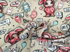 Eigenproduktion Baumwolljersey Sweet Hasengirl auf Beige