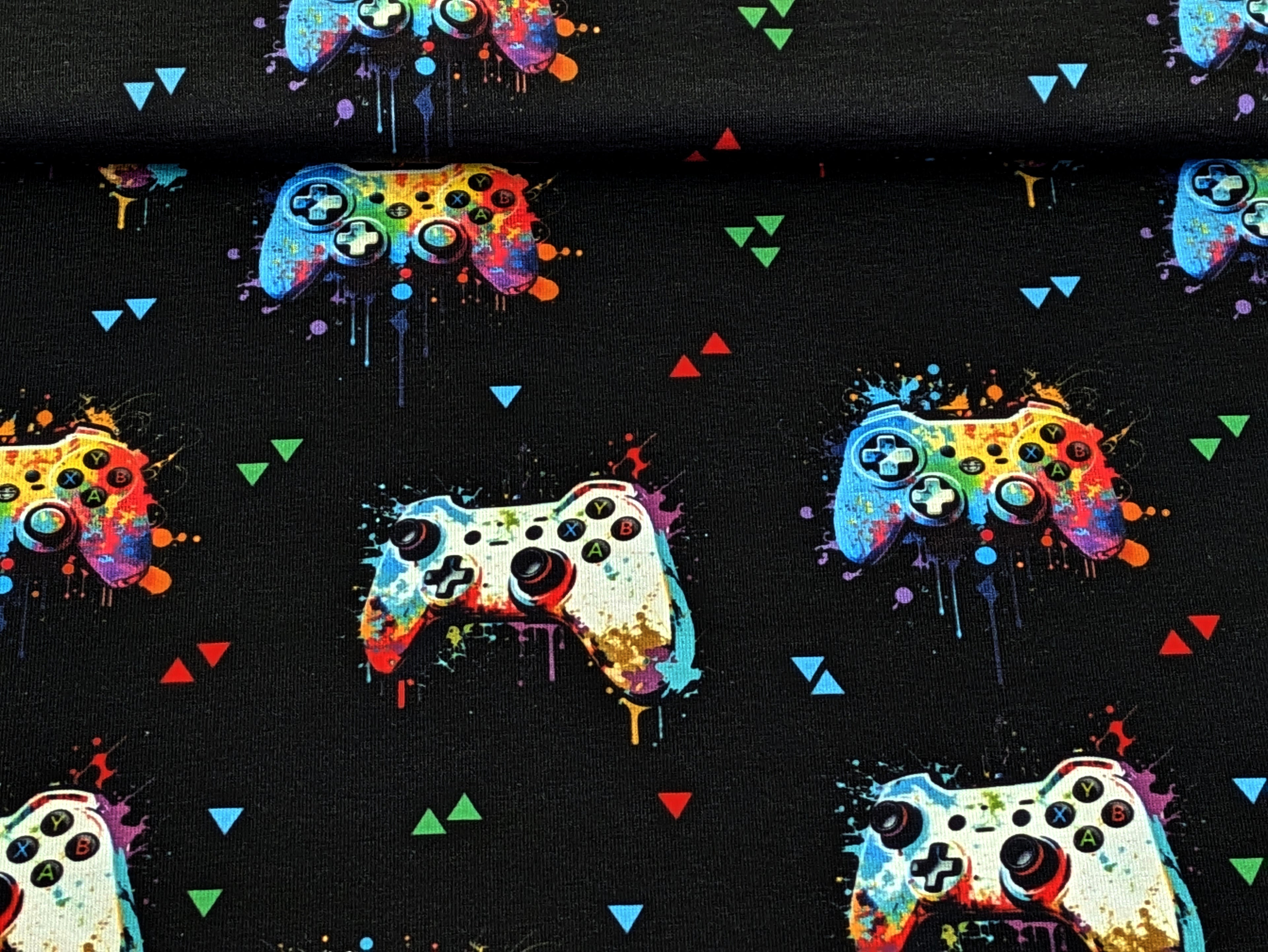 Eigenproduktion Baumwolljersey Gameplay Zocker Gamecontroller Schwarz