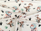 Eigenproduktion Baumwolljersey Aquarell Kinder Dinos auf Beige
