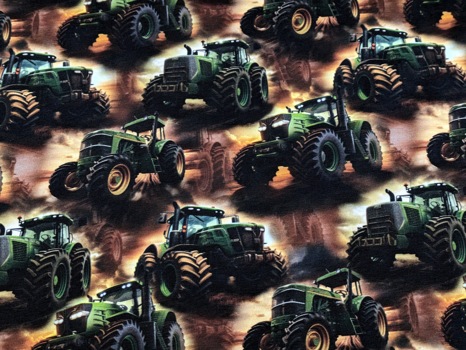 Eigenproduktion French Terry Farm Traktor Traktoren Grün/Braun