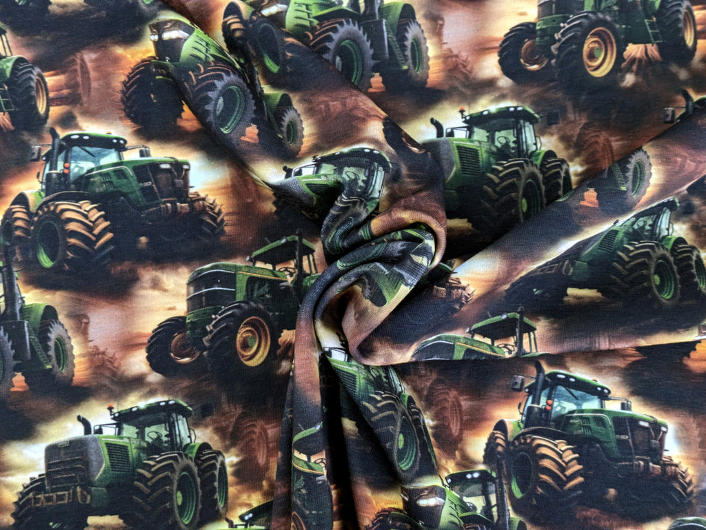 Eigenproduktion French Terry Farm Traktor Traktoren Grün/Braun