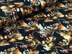 In-house Production Cotton Jersey Wild Horses on Brown