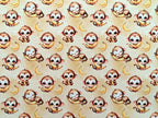 In-house production Cotton jersey Baby monkey and his banana on yellow