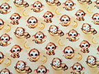 In-house production Cotton jersey Baby monkey and his banana on yellow