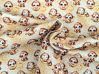 In-house production Cotton jersey Baby monkey and his banana on yellow