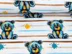 In-house Production Cotton Jersey Watercolor Stripes Teddy on White