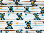 In-house Production Cotton Jersey Watercolor Stripes Teddy on White