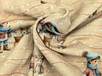 Eigenproduktion Baumwolljersey Winter Kind mit Rehkitzen auf Braunbeige