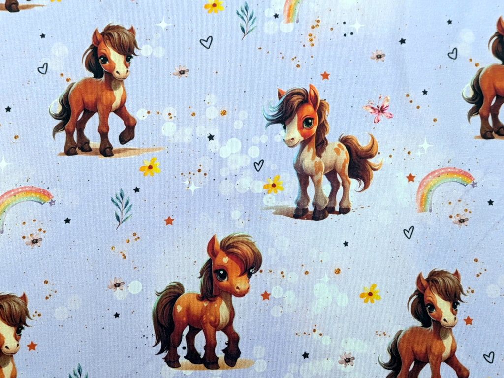 In-house production Cotton Jersey Rainbow Pony on Lilac
