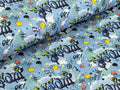 In-house Production Organic Cotton Jersey Awesome Cool Kid on Light Blue