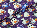Eigenproduktion Baumwolljersey Gruselige Kleine Geister Halloween Lila -In Produktion -