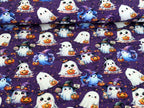 Eigenproduktion Baumwolljersey Gruselige Kleine Geister Halloween Lila -In Produktion -