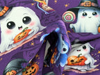 Eigenproduktion Baumwolljersey Gruselige Kleine Geister Halloween Lila -In Produktion -