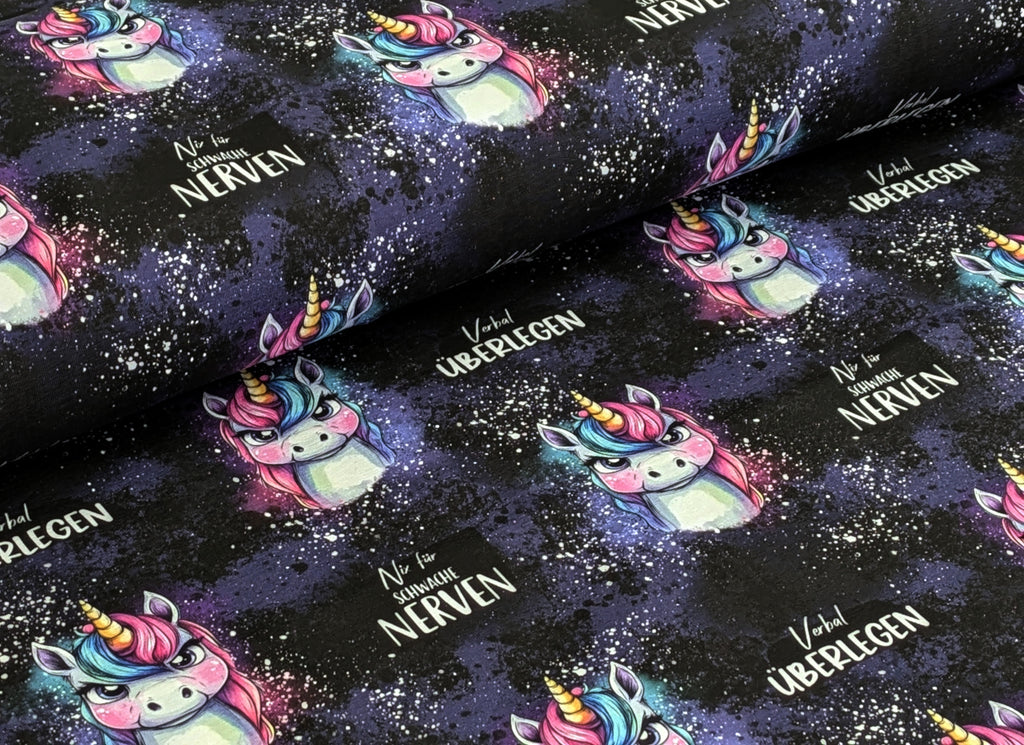 In-house production Cotton Jersey Unicorn Not for the Faint-hearted on Lilac