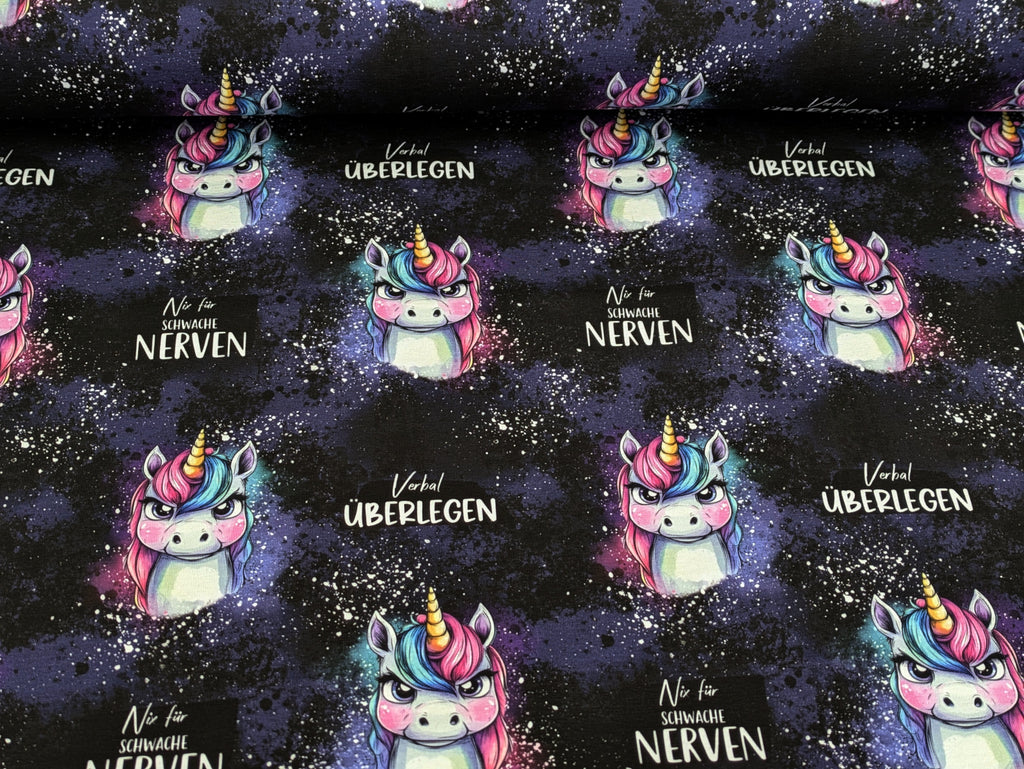In-house production Cotton Jersey Unicorn Not for the Faint-hearted on Lilac