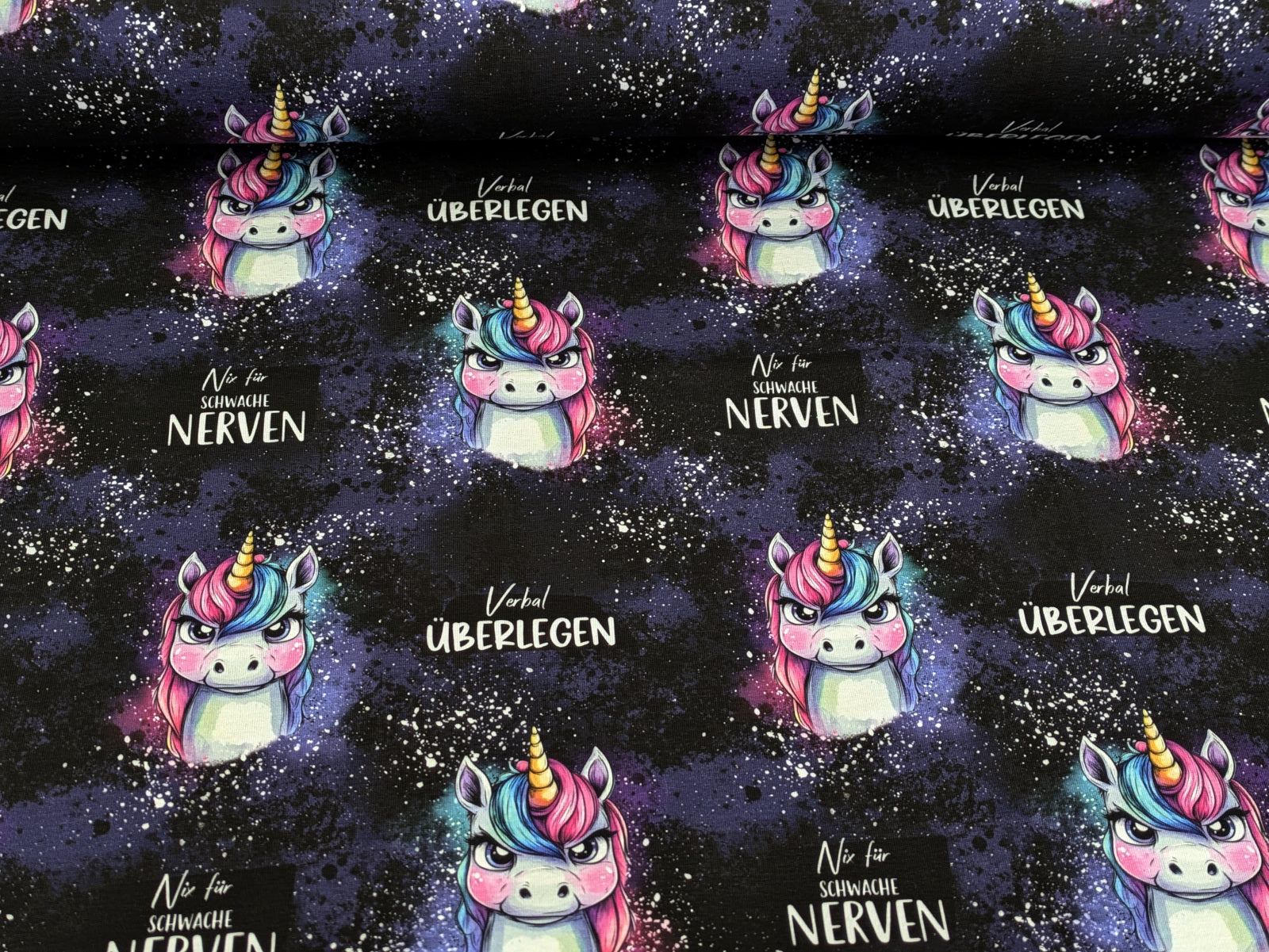 In-house production Cotton Jersey Unicorn Not for the Faint-hearted on Lilac