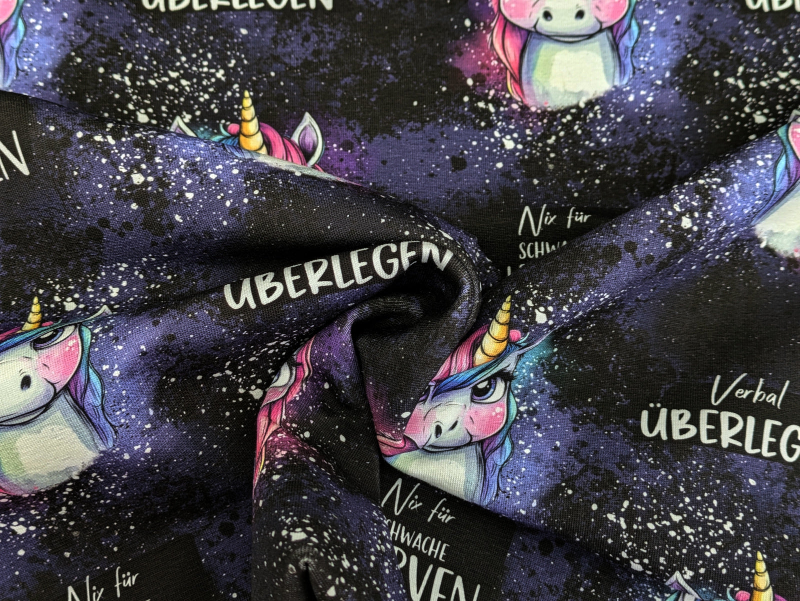 In-house production Cotton Jersey Unicorn Not for the Faint-hearted on Lilac