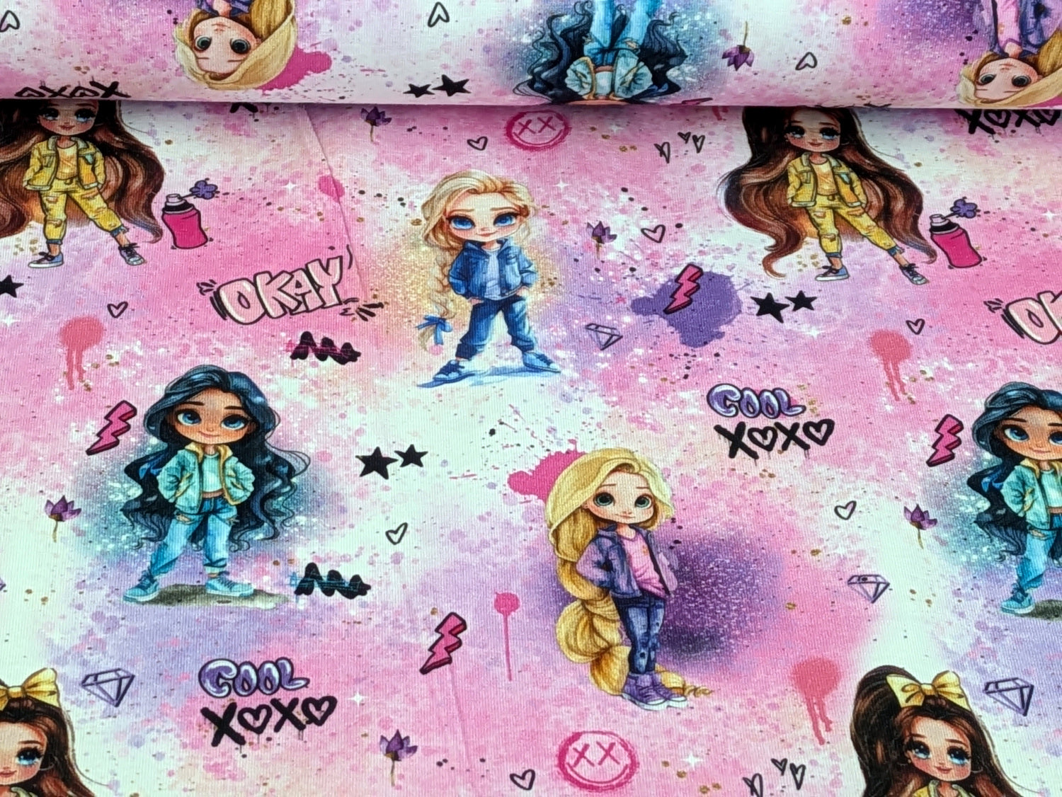 In-house production Cotton Jersey Cool Girls OKAY on Pink