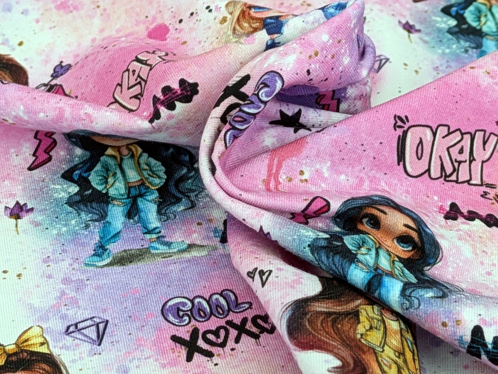 In-house production Cotton Jersey Cool Girls OKAY on Pink