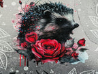 Eigenproduktion Baumwolljersey Wildtiere mit Rosen auf Grau