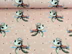 In-house production Cotton Jersey Turtles Girl on Apricot