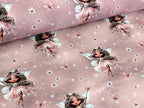 In-house production cotton jersey Butterfly Fairy on antique rose