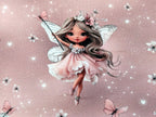In-house production cotton jersey Butterfly Fairy on antique rose