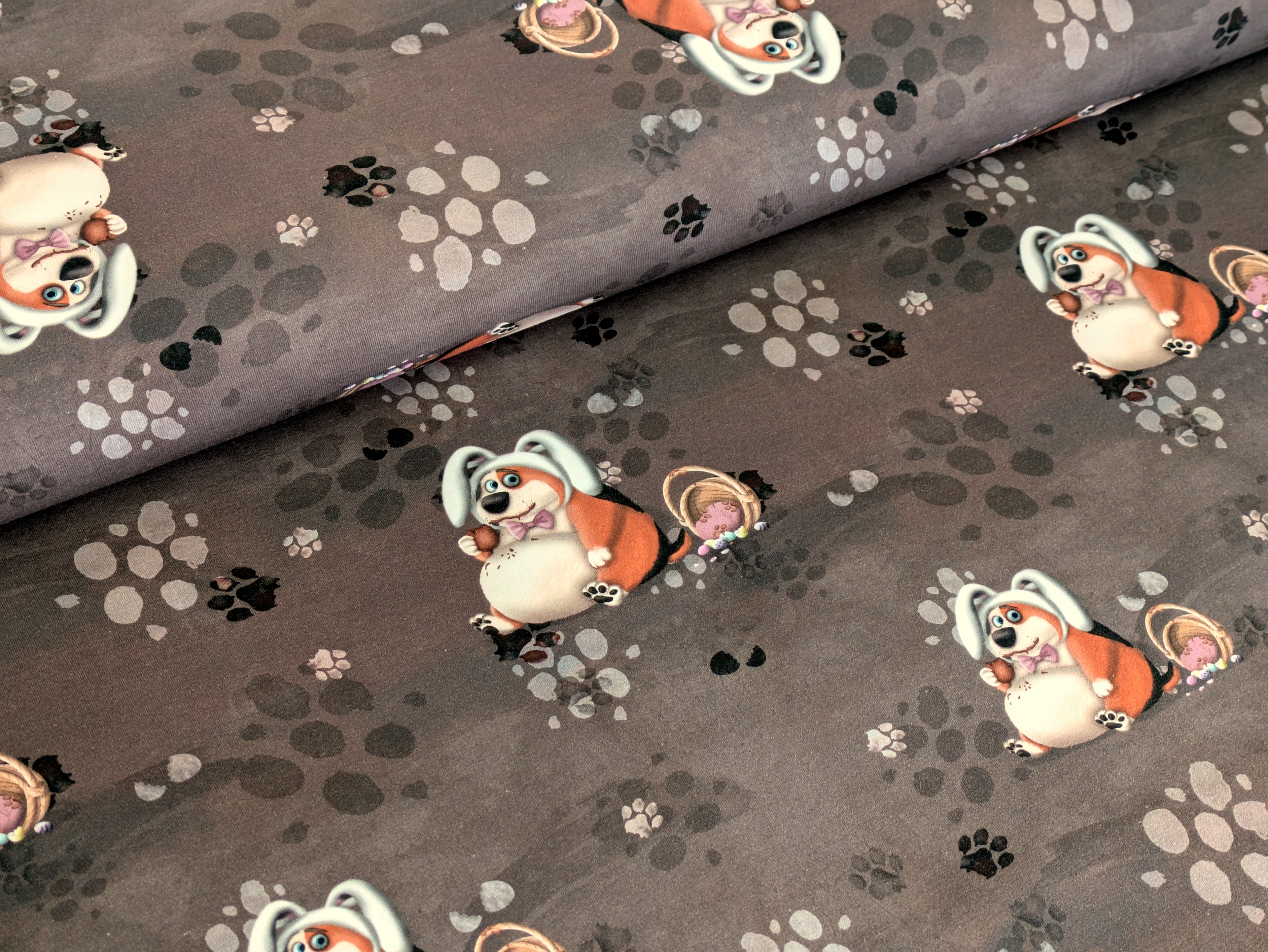 Own Production Cotton Jersey Chunky Little Muncher Eats Too Much Easter Brown/Grey