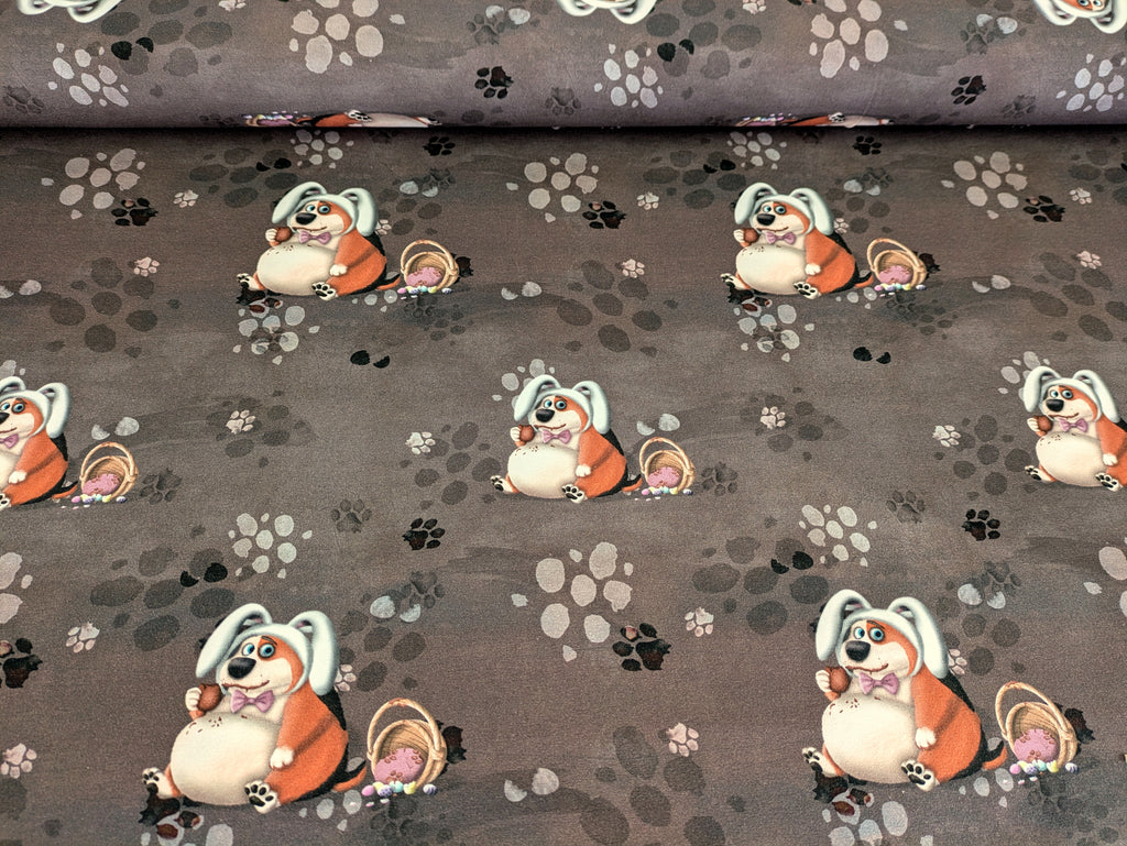 Own Production Cotton Jersey Chunky Little Muncher Eats Too Much Easter Brown/Grey