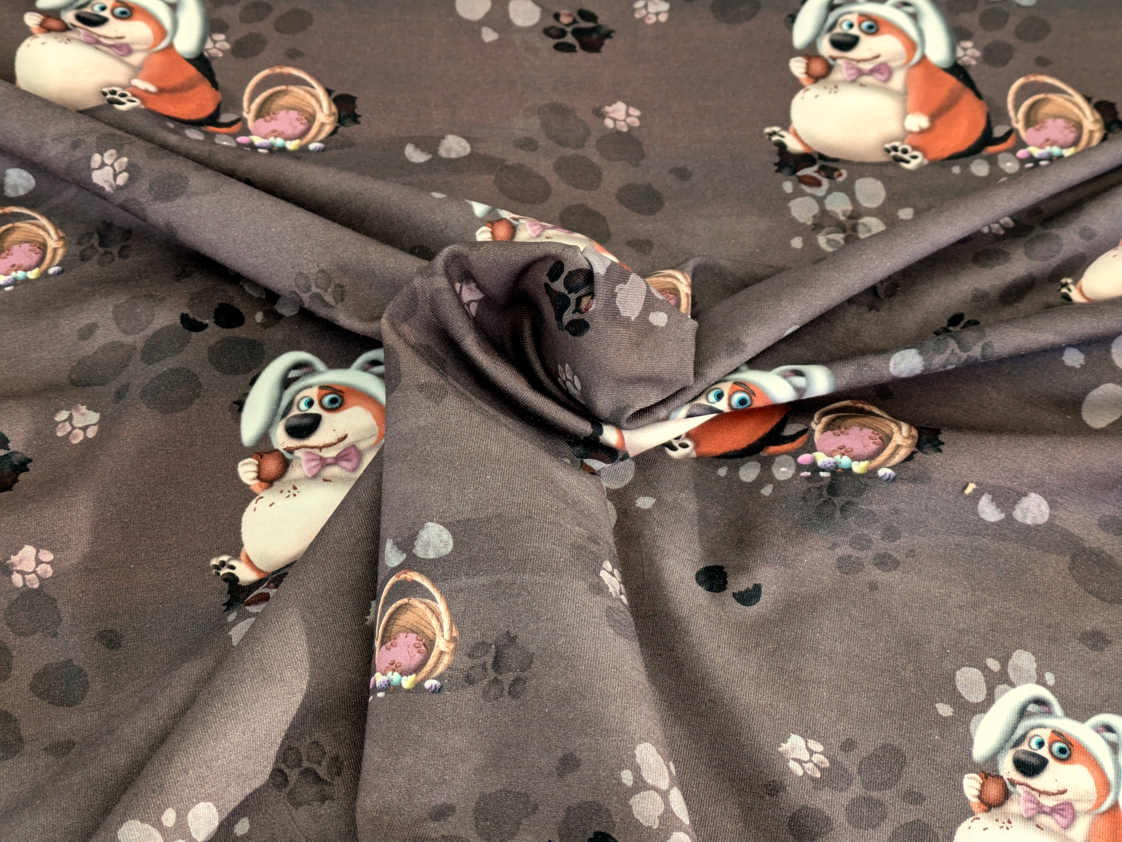 Own Production Cotton Jersey Chunky Little Muncher Eats Too Much Easter Brown/Grey