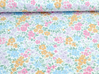 Cotton Jersey Pastel Floral Meadow Cream White