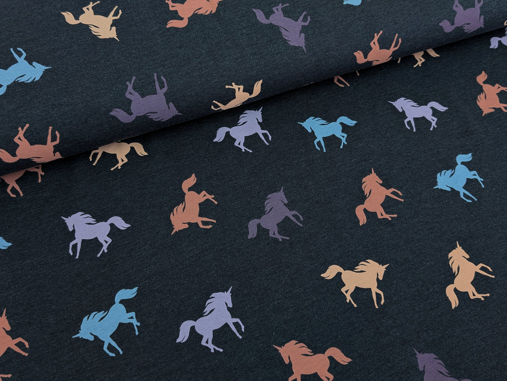 Cotton Jersey Unicorn Night Blue Mélange